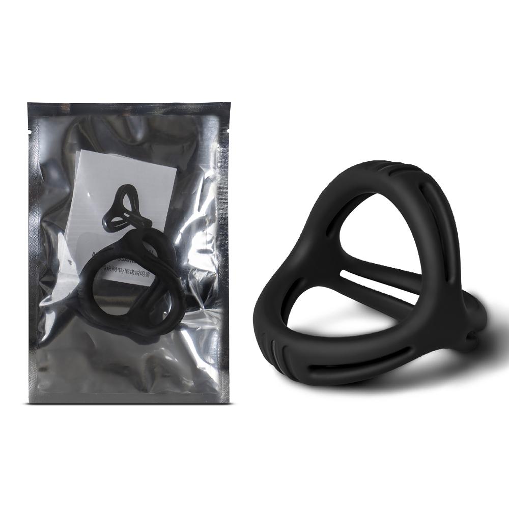 Black Color 3 in 1 Ultra Soft Cock Ring for Erection Enhancing Type II