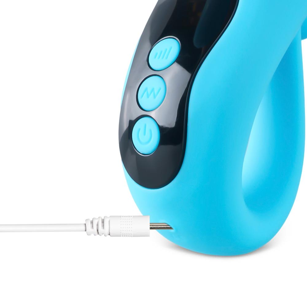 Cyan Color 9-Speed Silicone Thrusting, Sucking & Heating Vibrator