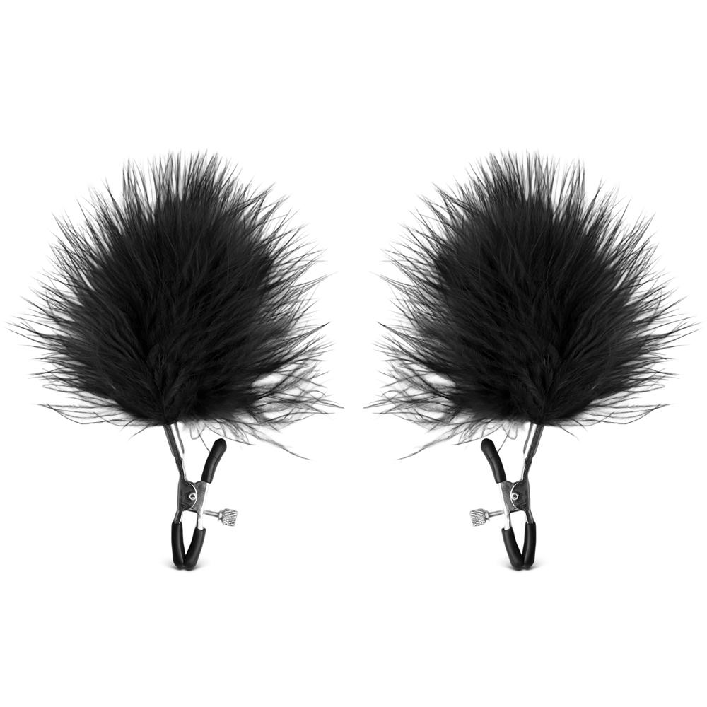 Nipple Clamps with Black Feather