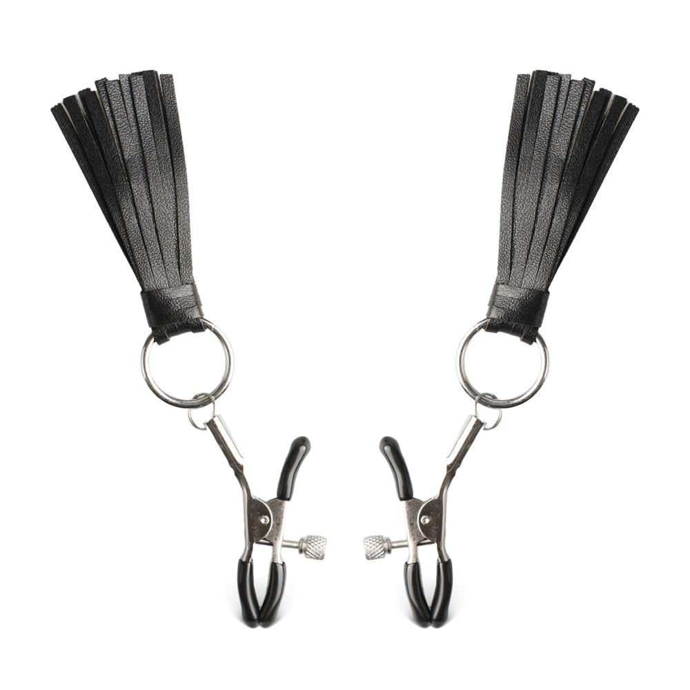 Nipple Clamps with Leather Cluster