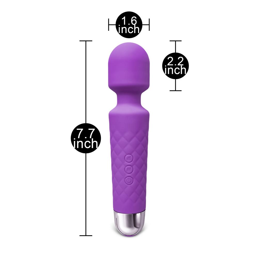Purple Color 20-Speed Strong Vibrating Rechargeable Wand Massager (USB Recharging)