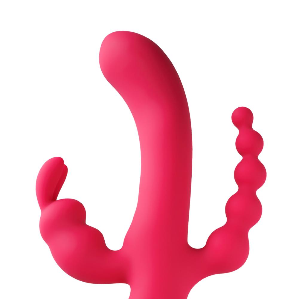 Red 10-Speed Waterproof Vibrating Silicone Vibrator - Rechargeable