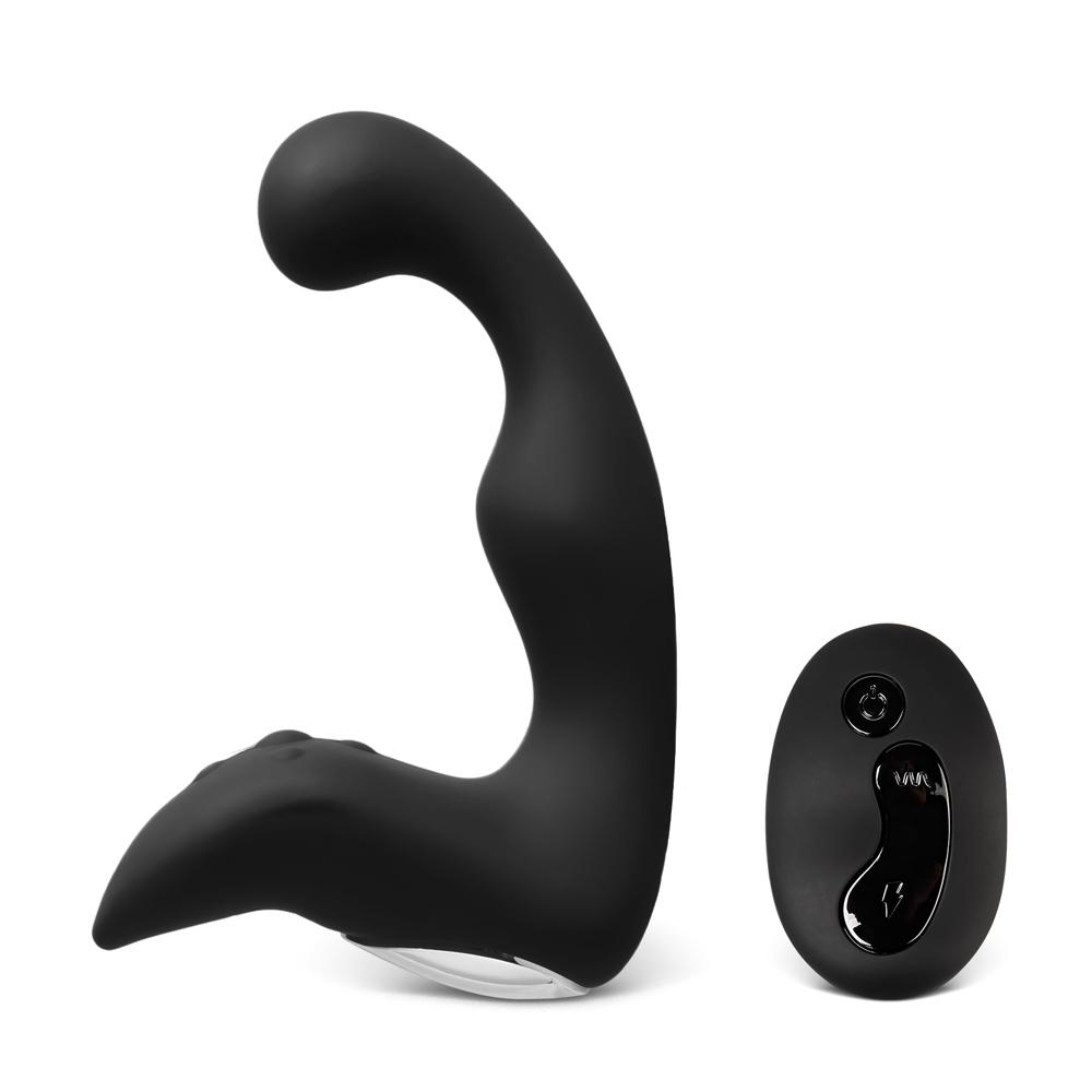 Remote Control 10-Speed Rechargeable Black Color Silicone Prostate Massager (Type III)