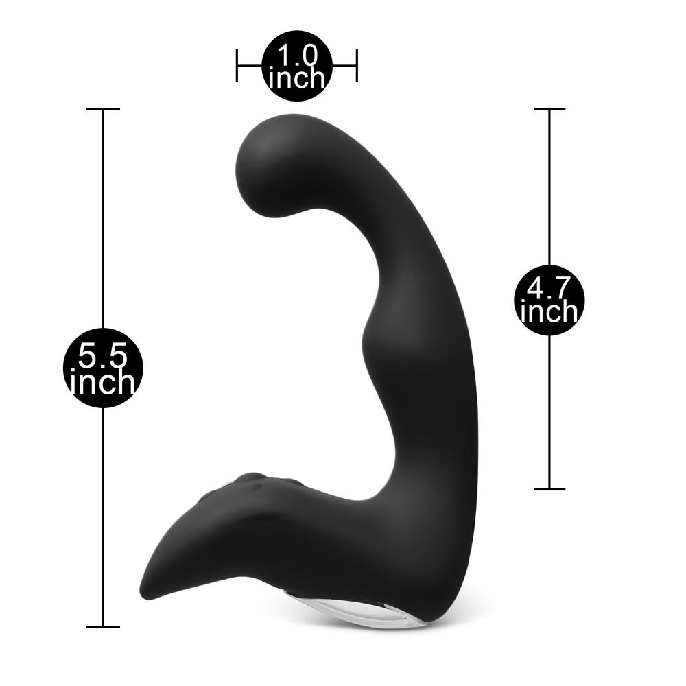 Remote Control 10-Speed Rechargeable Black Color Silicone Prostate Massager (Type III)