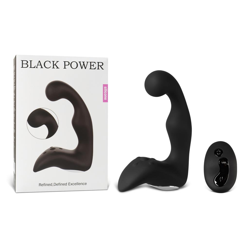 Remote Control 10-Speed Rechargeable Black Color Silicone Prostate Massager (Type III)