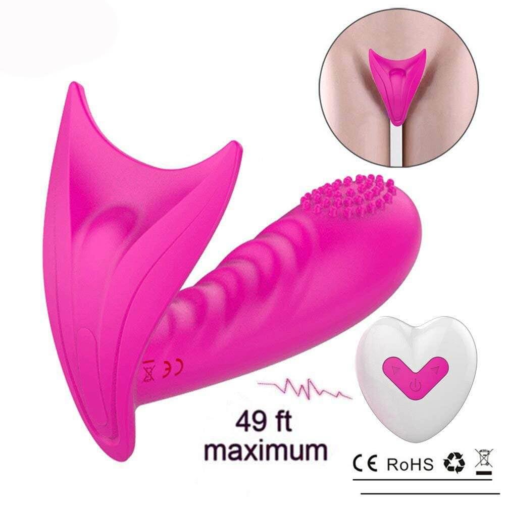 Silicone 7-band wireless remote control strap on butterfly female massage and masturbation device