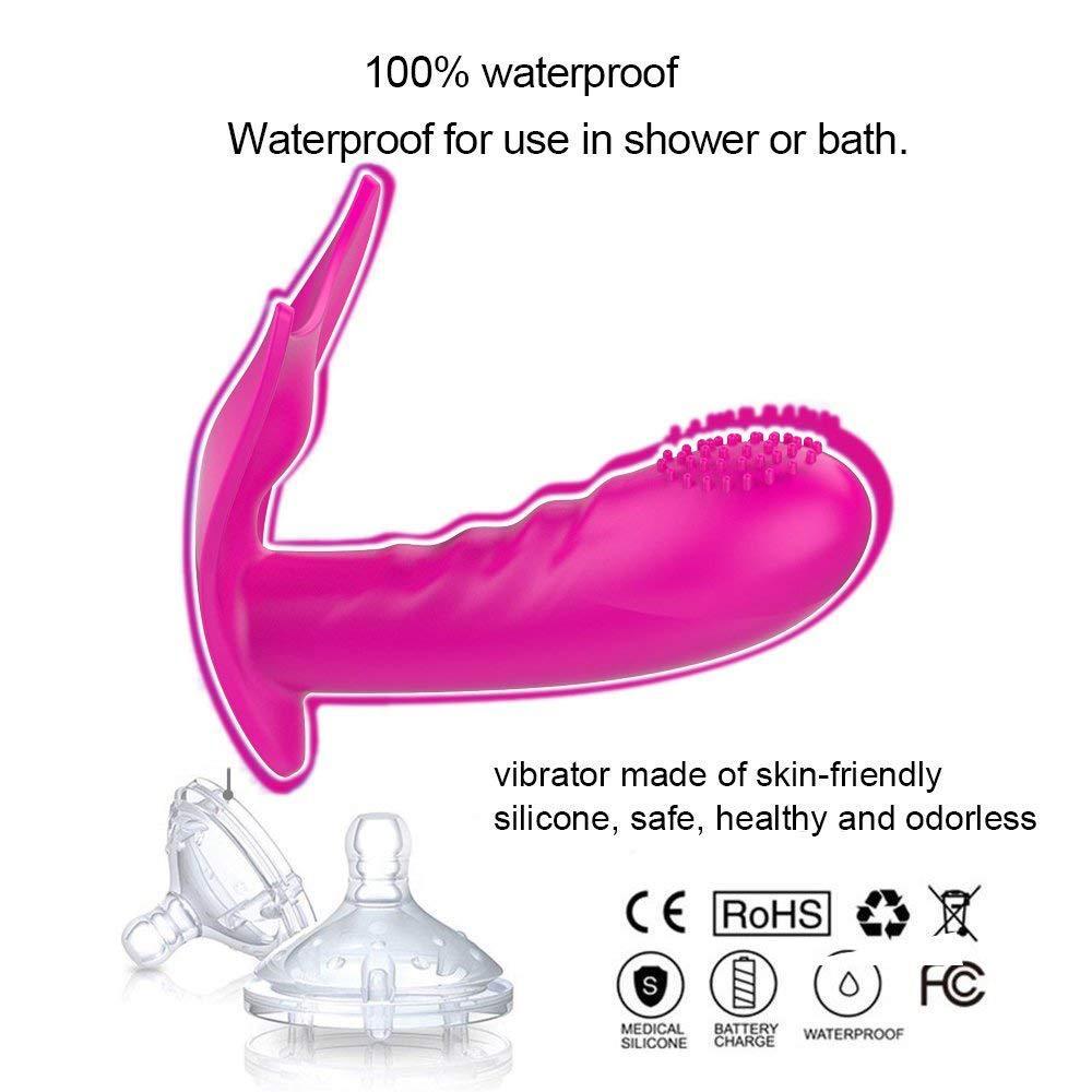 Silicone 7-band wireless remote control strap on butterfly female massage and masturbation device