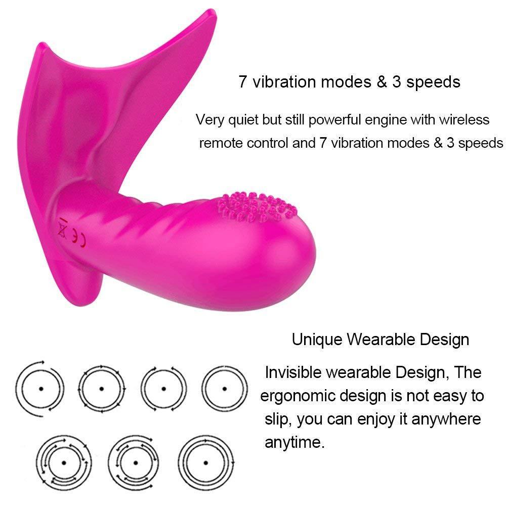 Silicone 7-band wireless remote control strap on butterfly female massage and masturbation device