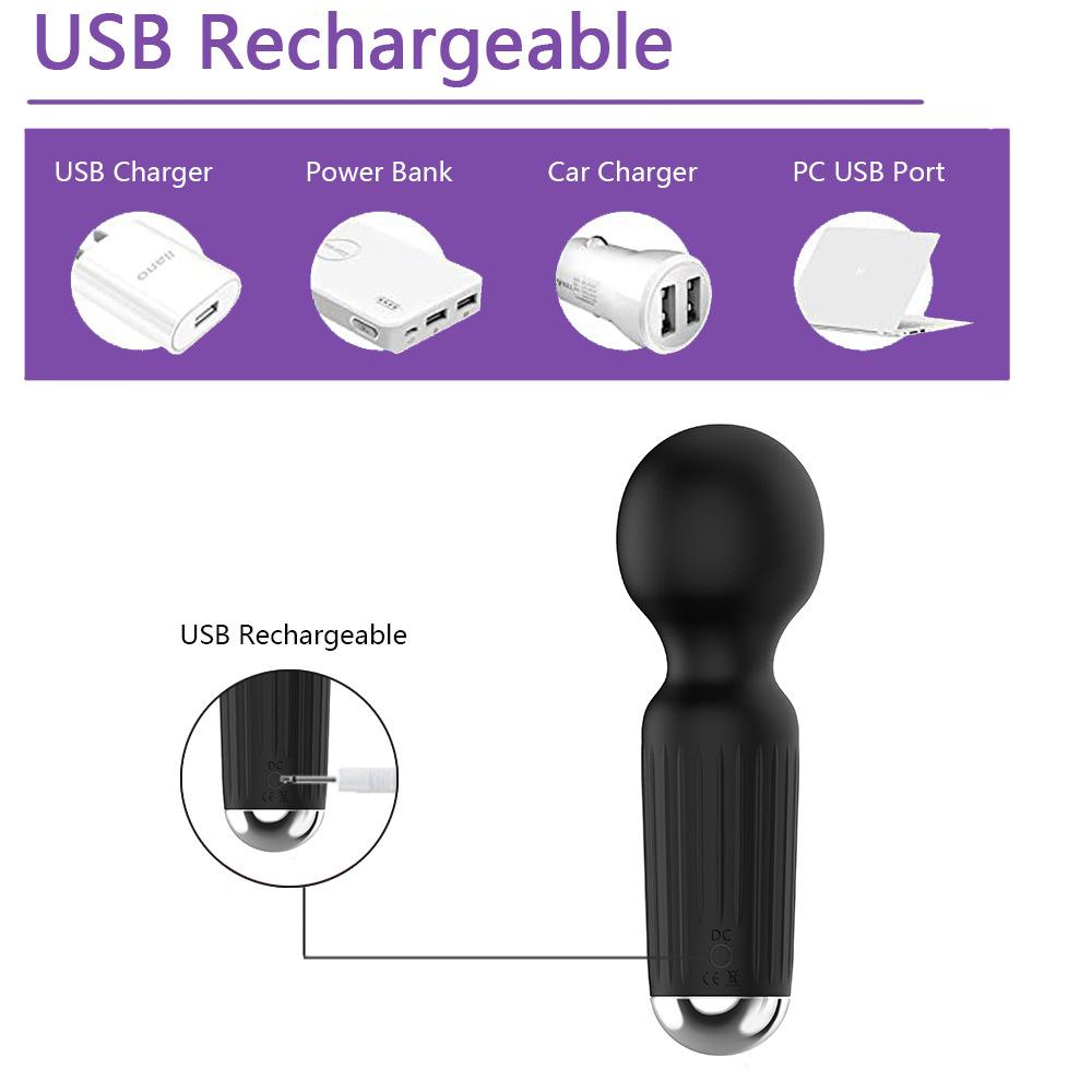 Silicone USB Charging 20 Frequency Vibration Mini AV Stick Women