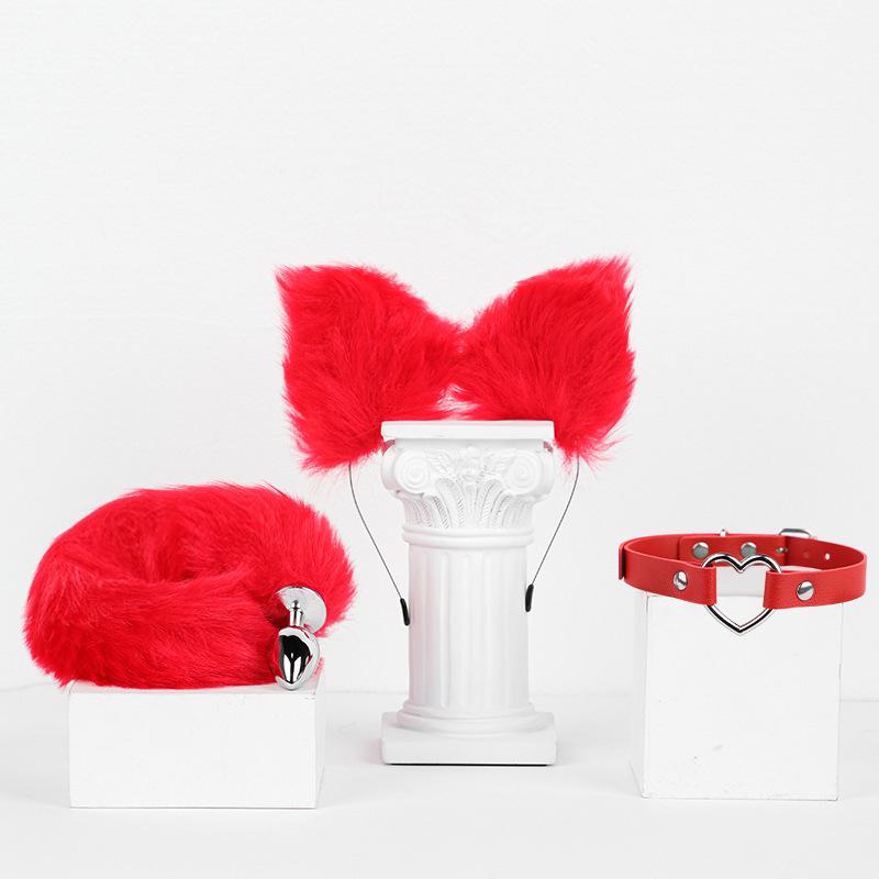 SM props 3-piece set (fox hair clip, anal plug, collar)