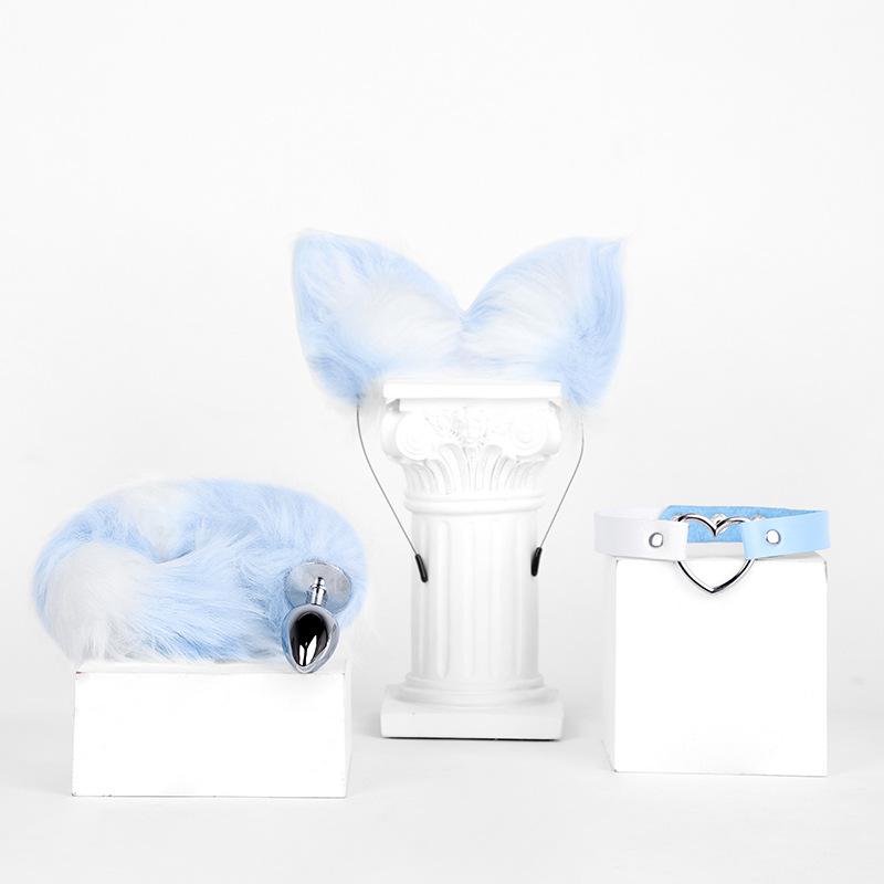 SM props 3-piece set (fox hair clip, anal plug, collar)