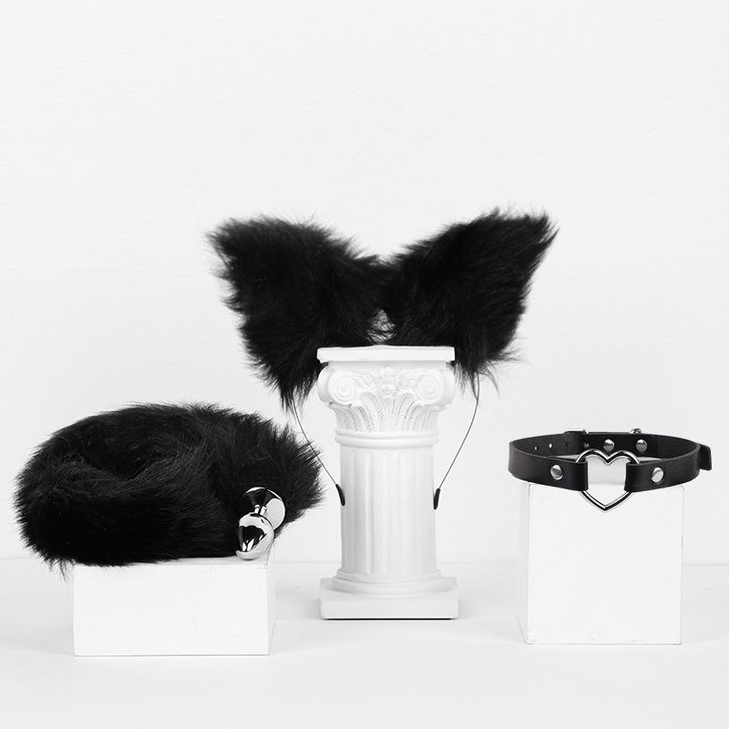 SM props 3-piece set (fox hair clip, anal plug, collar)