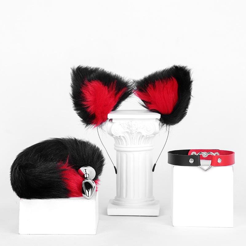 SM props 3-piece set (fox hair clip, anal plug, collar)