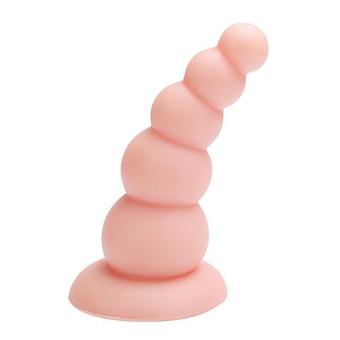 Jumbo simulated penis anal plug with pulling beads