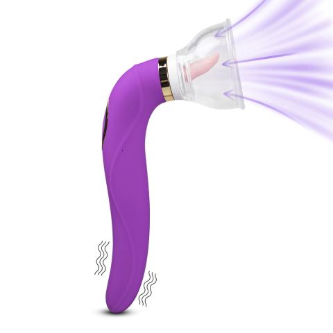 8 Speeds Purple Color Clitoral Sucking & Licking Vibrator with Tongue ( Long Size Version )