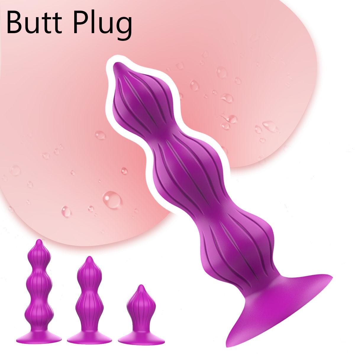 Three bead anal tool with suction cup