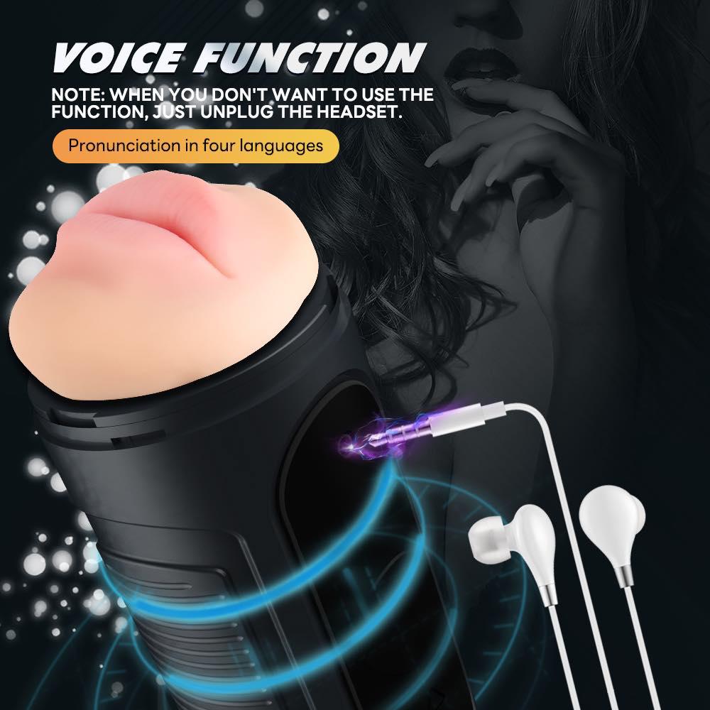 Touchscreen aircraft cup dual head (mouth+vagina) male masturbator Vibration pronunciation+counting