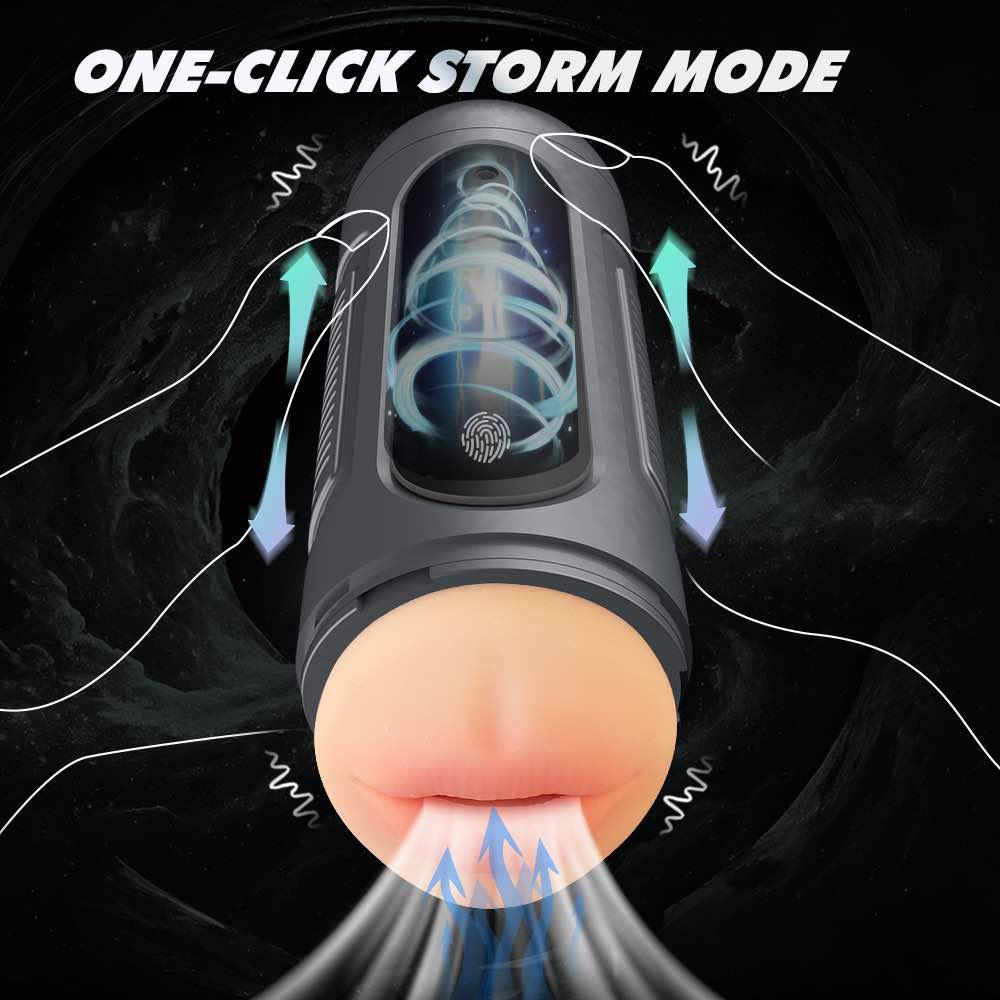 Touchscreen aircraft cup dual head (mouth+vagina) male masturbator Vibration pronunciation+counting