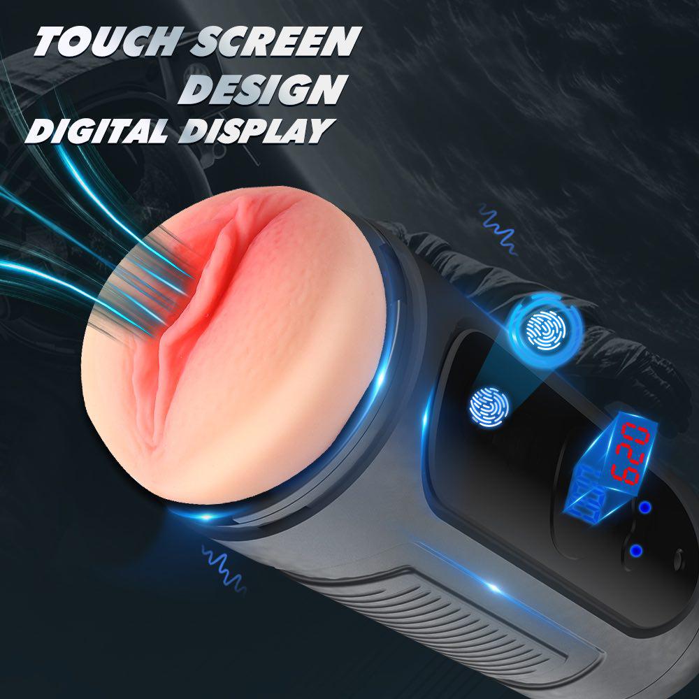 Touchscreen aircraft cup dual head (mouth+vagina) male masturbator Vibration pronunciation+counting