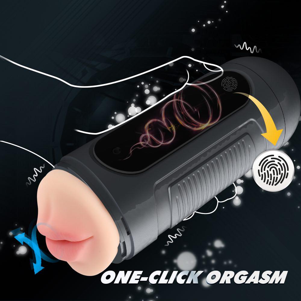 Touchscreen aircraft cup dual head (mouth+vagina) male masturbator Vibration pronunciation+counting