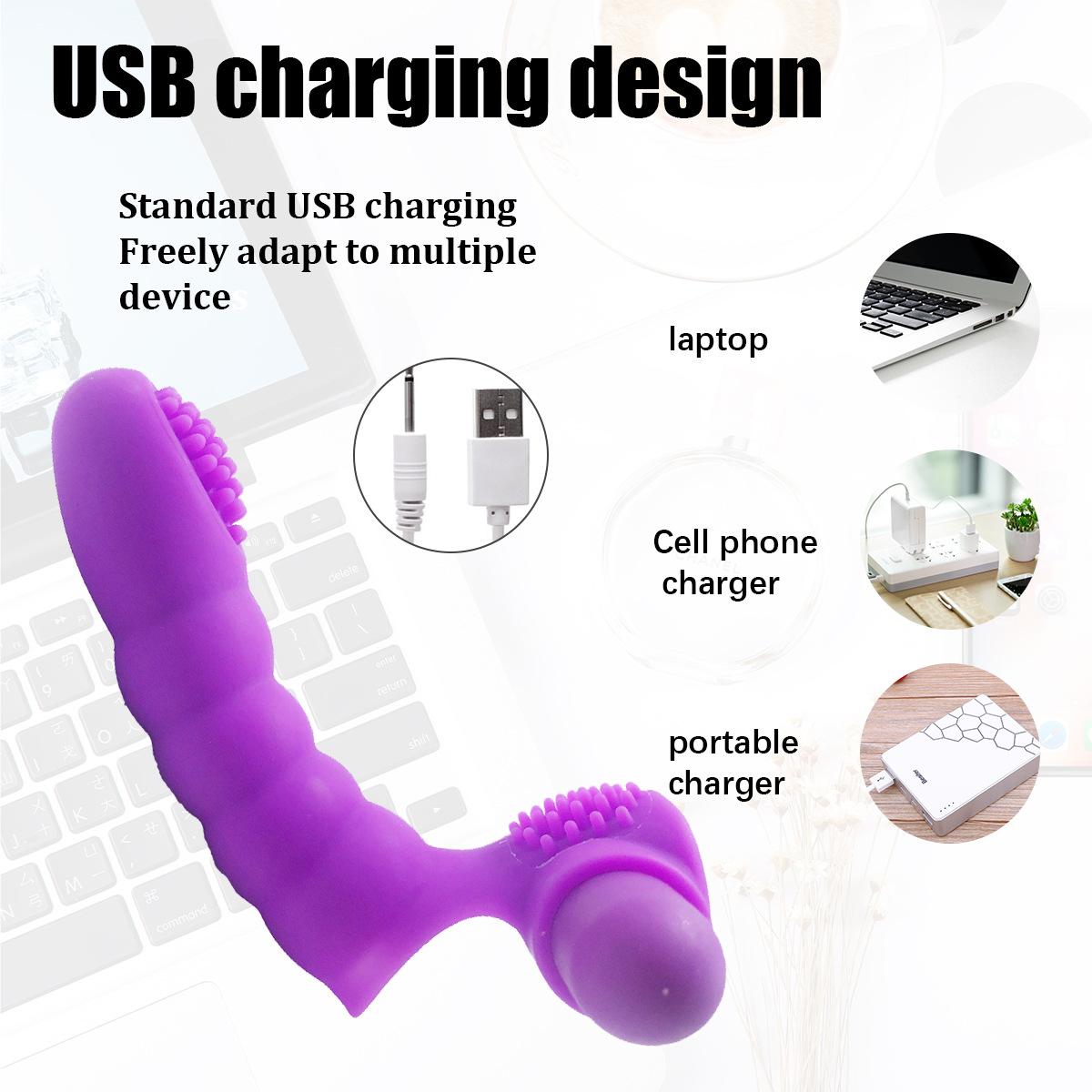 USB charging silicone finger vibration sleeve G point